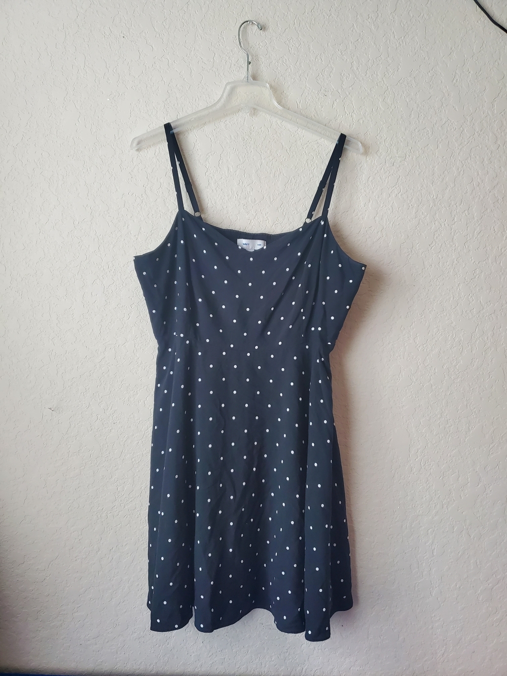 Old Navy Polka Dot Cami Dress XXL Black White Smocked Back Sundress Plus Size